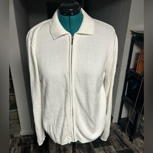 Croft & Barrow Cream Zip-Up Sweater Womens size XL EUC